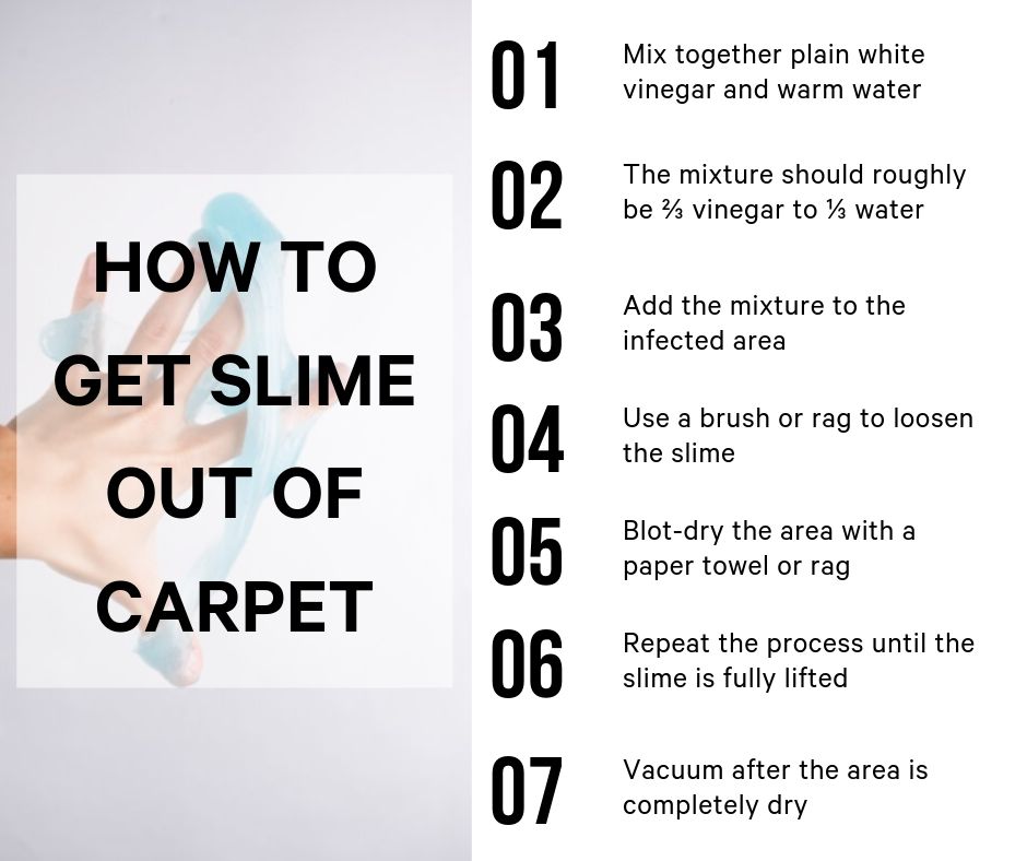 How to get slime out of carpet infographic with steps.