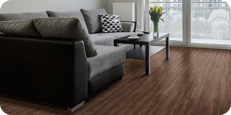 rigid core plank wood flooring in living room by phenix