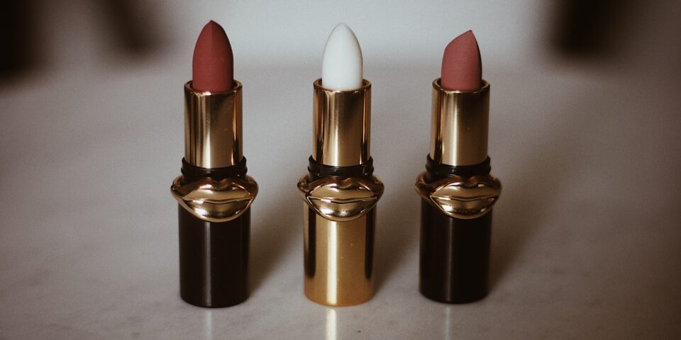 3 lipsticks on a counter