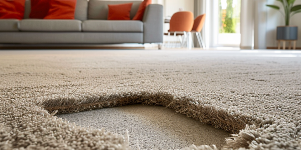 Stain cut out of carpet